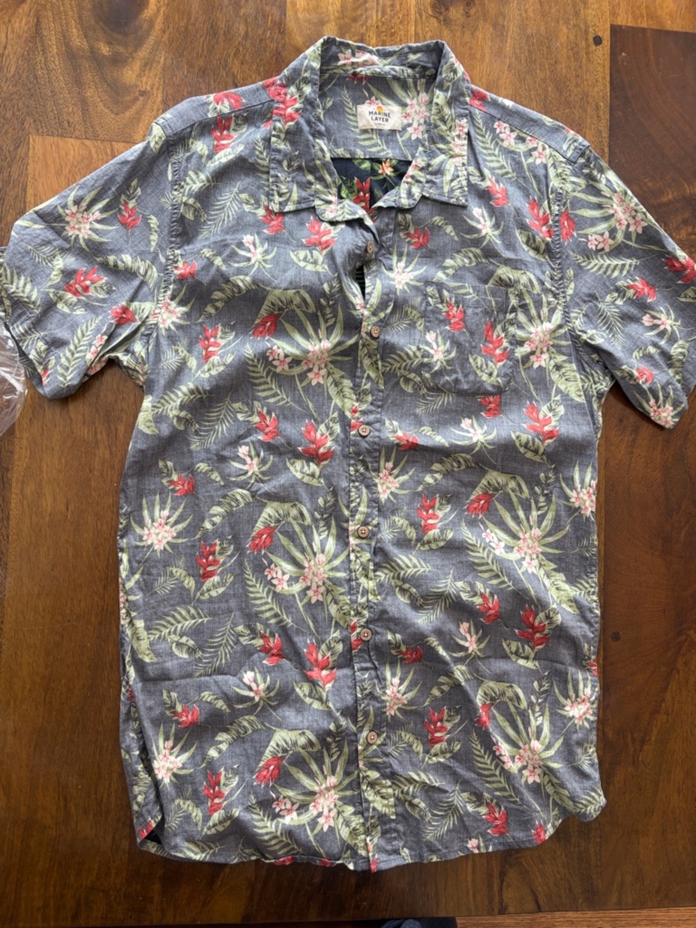 Marine Layer Shirt Mens “Larger” SLIM Floral Short Sleeve Tropical Rayon Blend